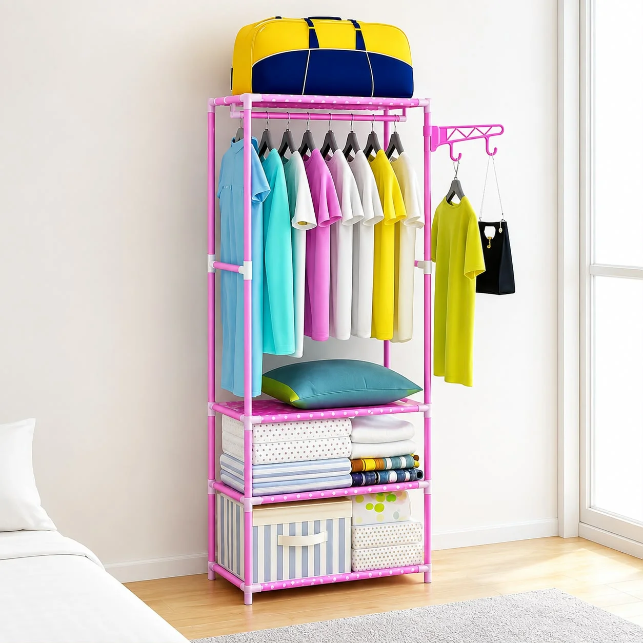 3 Layers Multi-Purpose Clothes & Storage Rack - Image 3