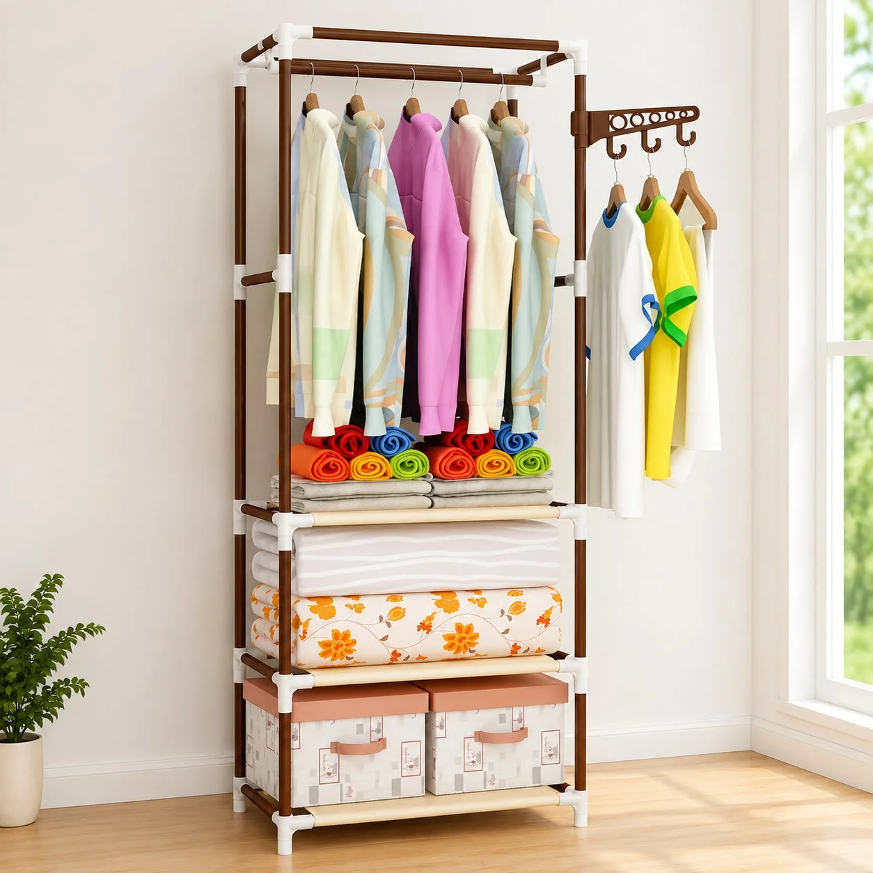 3 Layers Multi-Purpose Clothes & Storage Rack - Image 2