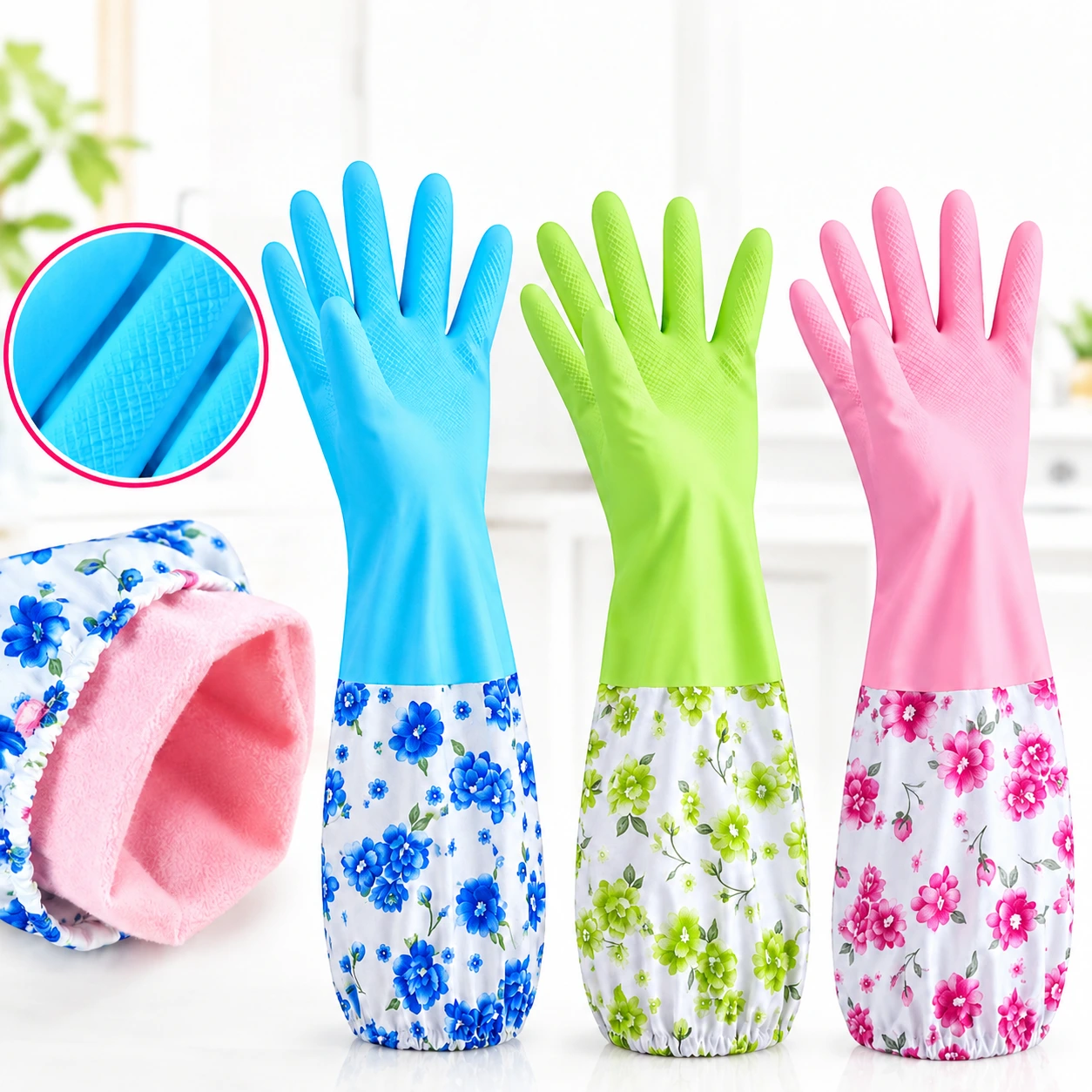 Premium Long Silicone Kitchen Gloves - Image 3